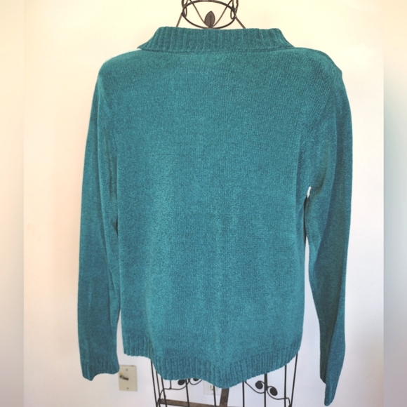 CB Collection Buttery Soft Teal Blue Scoop Neck Sweater Petite Large - Picture 7 of 11